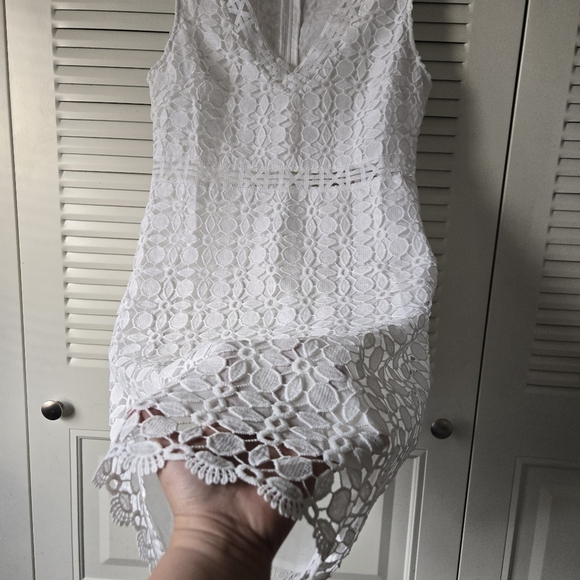 Hany Dany White Lace Mini Dress size M - Picture 5 of 11
